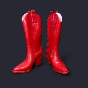 Beach Red Glossy Western Women's Cowboy Boots
